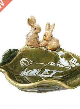 Pastoral Retro Porcelain Rabbit Soap Dish Decorative