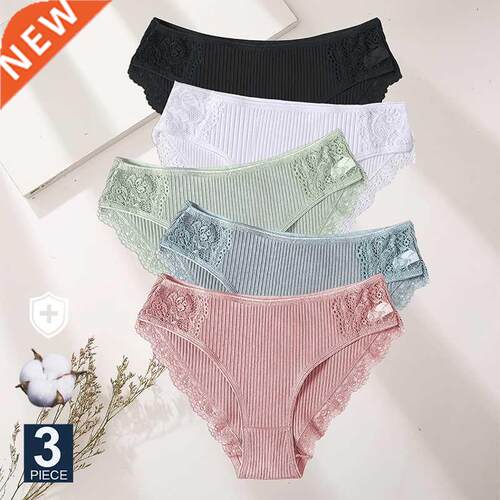 M-XXL 3PCS Cotton Underwear Women's Panties Set Comfort Unde