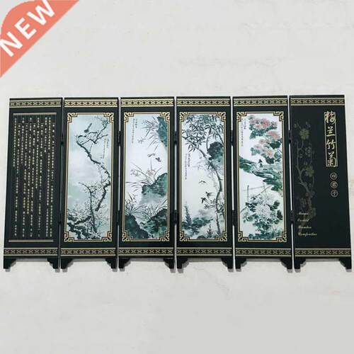 6 Panel Screen Flower Bamboo Landscape t Display Gift Favo