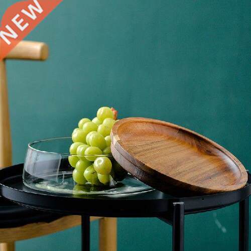 Glass Bowl with Wood Plate Fruit Nut Dried Storage Box