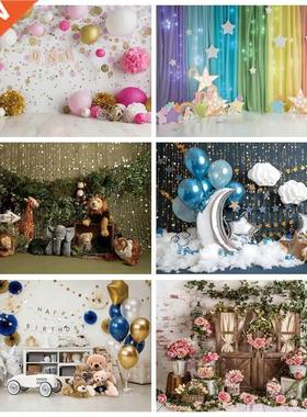 Newborn Baby 1st Birthday Party Backdrops Balloons Cake Smas