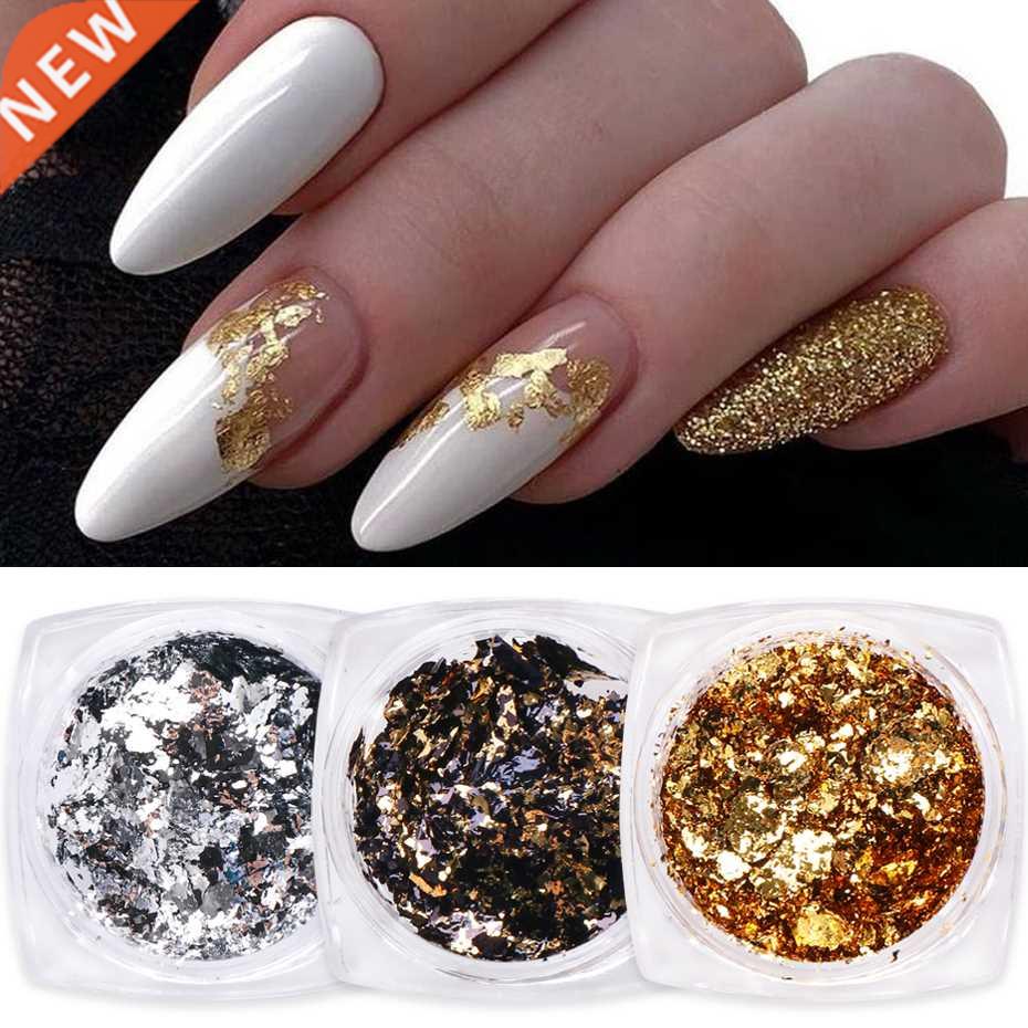 1 Box Gold Glitter Flkes Irregulr luminum Foil Sequins Fo