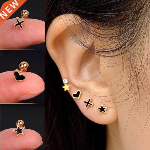 1Pcs Stainless Steel Stud Earrings for Women Star Heart Dais
