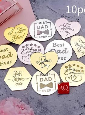 10pcs Acrylic Mother's Day Father's Day Cake Topper Circle C