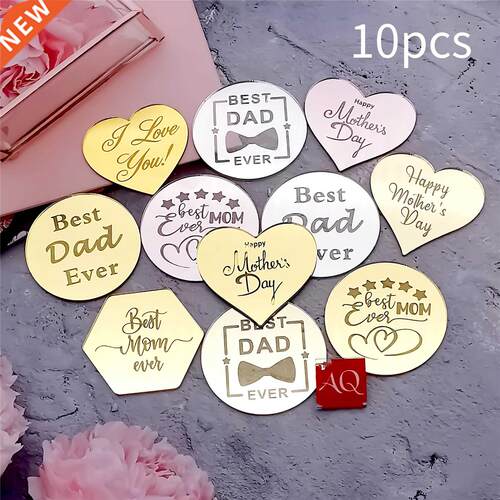 10pcs Acrylic Mother's Day Father's Day Cake Topper Circle C