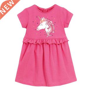 Little maven 2022 Baby Girls Summer Dress Blue Unicorn Prett