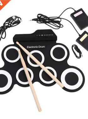 Digital Electronic Roll p Drum Pad Set Kit - Portable Silico