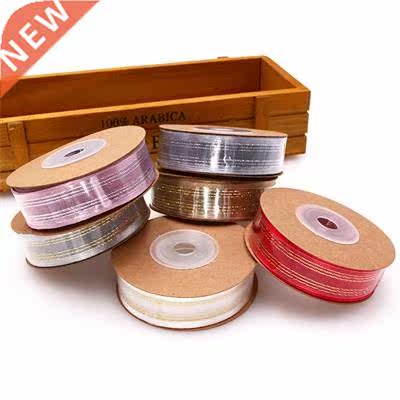 10M/Roll 20mm Satin Ribbon Silver Metallic Edge Polyester