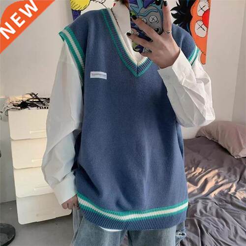 Solid Color Pullover Wild Sweater Vest 2021 Gilet Homme Men'