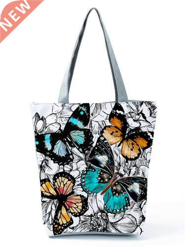 Butterfly Printed Cartoon Handbag Classic Floral High Capaci
