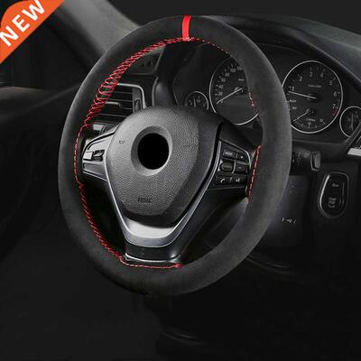 Black Suede Red Mark Braid On Steering Wheel Car Steering Wh