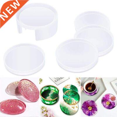 5Pcs Coaster Molds for Resin Casting Silicone Non-Toxic
