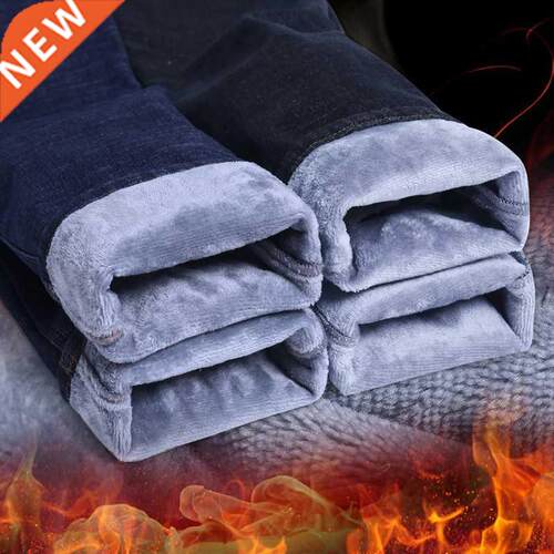 2022 Men Fashion Winter Jeans Men Black Slim Fit Sretch Thic