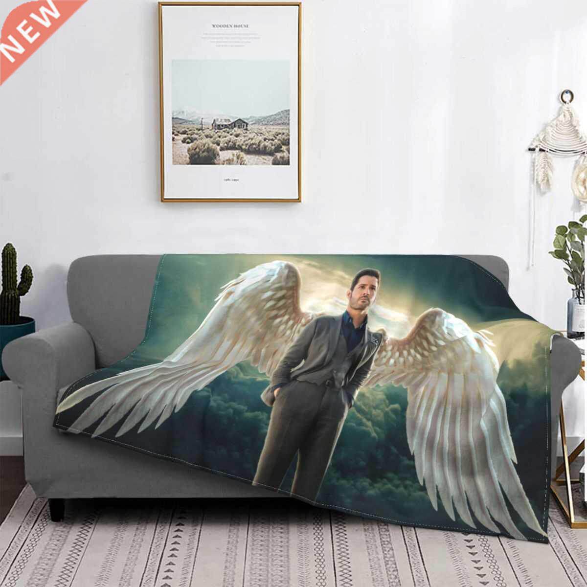 Lucifer Heaven Wings Blanket Tom Ellis Winter Warm Bedspread - 实物图
