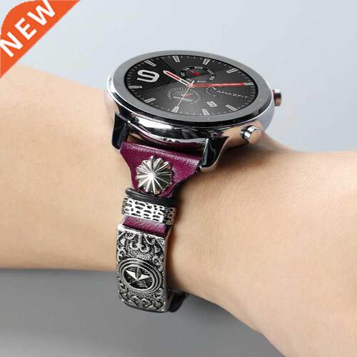 18mm 20mm 22mm vintage leather strap for Amazfit GTS/GTR/Ve