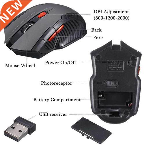 Wireless 2.4G Mouse USB Receiver Professional 2000DPI Optica