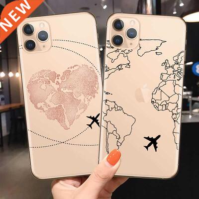 World Map Travel Soft TPU Phone Cases For iPhone 1 12 Pro X