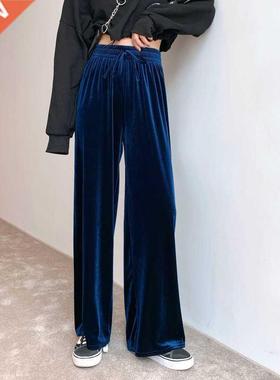 Wide-leg draped loose straight-leg pants拖地直筒裤加长休闲裤