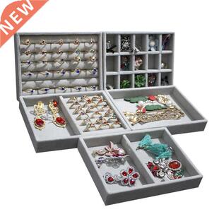 Jewelry Box Try Storge Orgnizer Gry Soft Velvet Drwer R