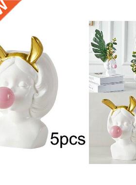 5pcs Girl Blowing Bubbles Succulent Planters Vinyl Flower