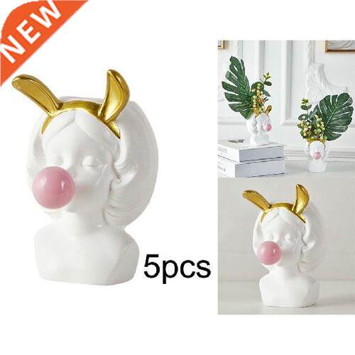 5pcs Girl Blowing Bubbles Succulent Planters Vinyl Flower