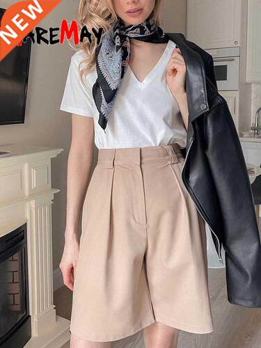 Women's Summer Shorts 2022 Long with High Waist Female Loose