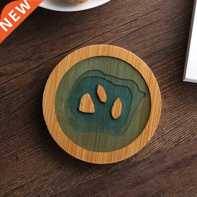 Creative Epoxy Resin Transparent Bamboo Round Tea Coaer