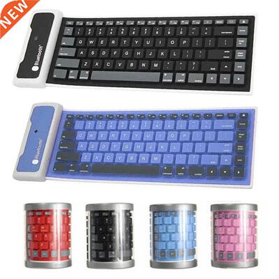 New Wireless Bluetooth Keyboard Foldable Roll Up Silent 87ke