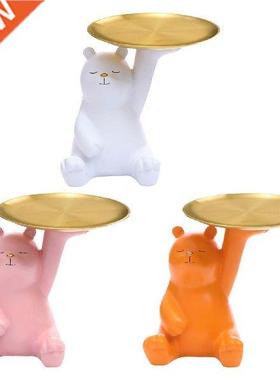 Polar Bear Statue Storage Tray Animal Sculptures Key Candy