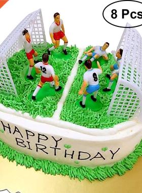 8pcs Football Cake Topper Decor Soccer Player Cake Decor Bir