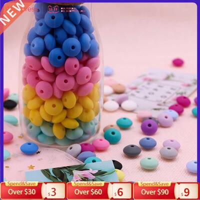 Kovict 100pcs 12mm Silicone Lentil Beads Baby Teether Toys C