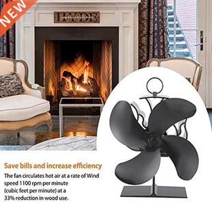 Hot Heat Powered Stove Fan 4 Blades Fireplace Silent Portabl