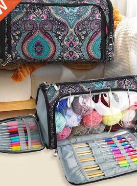 Yrn Storge Bg With Mple Leves Knitting Tote Bg Ornge