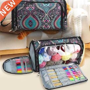 Yrn Storge Bg With Mple Leves Knitting Tote Bg Ornge