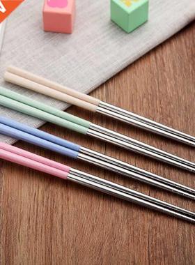 Stainless Steel Chinese Chopsticks Wheat Straw Portable Trav
