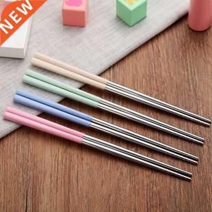 Stainless Steel Chinese Chopsticks Wheat Straw Portable Trav