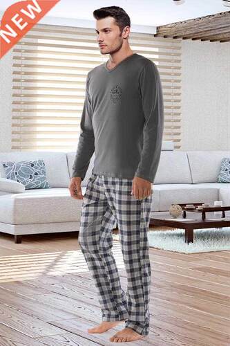 Long Sleeve Mle Spring Men Pure Full Cotton Pjm Set For