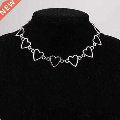 Independent Gothic Metal Hollow Connecting Heart Neck Chain