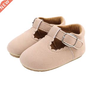 Newborn Baby Girls Solid Princess Shoes, Soft Sole Solid Col