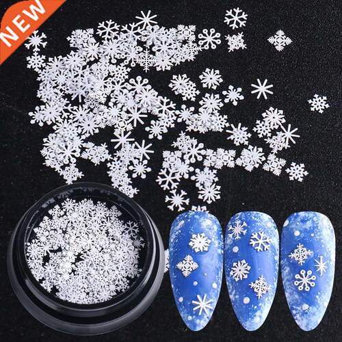 1Box White Snowflakes Slice D Nail Art Decorations Glitter