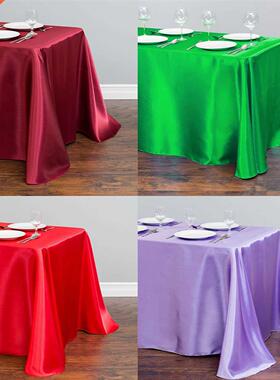 Rectangle Satin Tablecloth Table Overlays Banquet Dining Tab