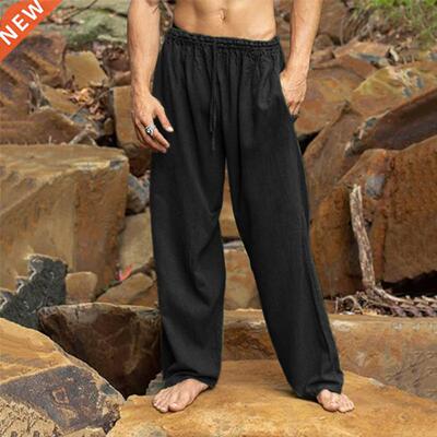 Men's Fashion Classical Cotton-Linen Loose Pants Casual Ligh