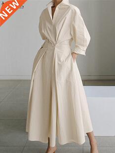 Overszed Elegant Women Sprng Sundress ZANZEA Fashon Lapel