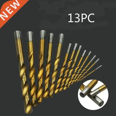 13Pcs High Speed Steel HSS Drill Bits Set Titanium Coated Wo