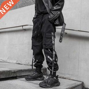 HOUZHOU Black Cargo Pants Men Joggers Cargo Trousers for Men