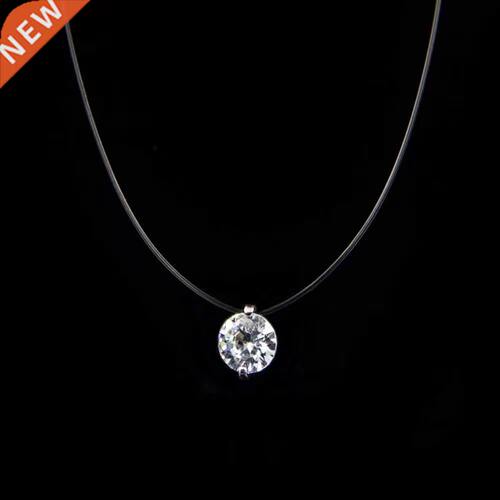 Poputton Female Transparent Fishing Line Necklace Silver Col
