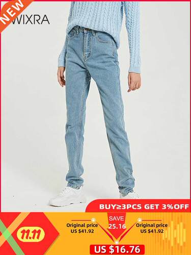 Wixra Basic Jeans Soft Pants Harem Female Straight All Match