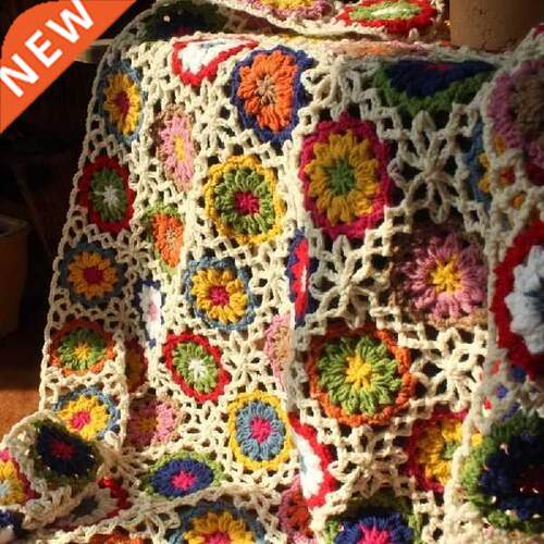 Retro Daisy Handmade Crochet Blanket Woven Sleepping