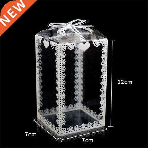 50pcs White Lace Plastic Candy Boxes PVC Transparent Gifts