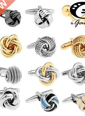 Free shipping Black Cufflinks for men fashion knot design to